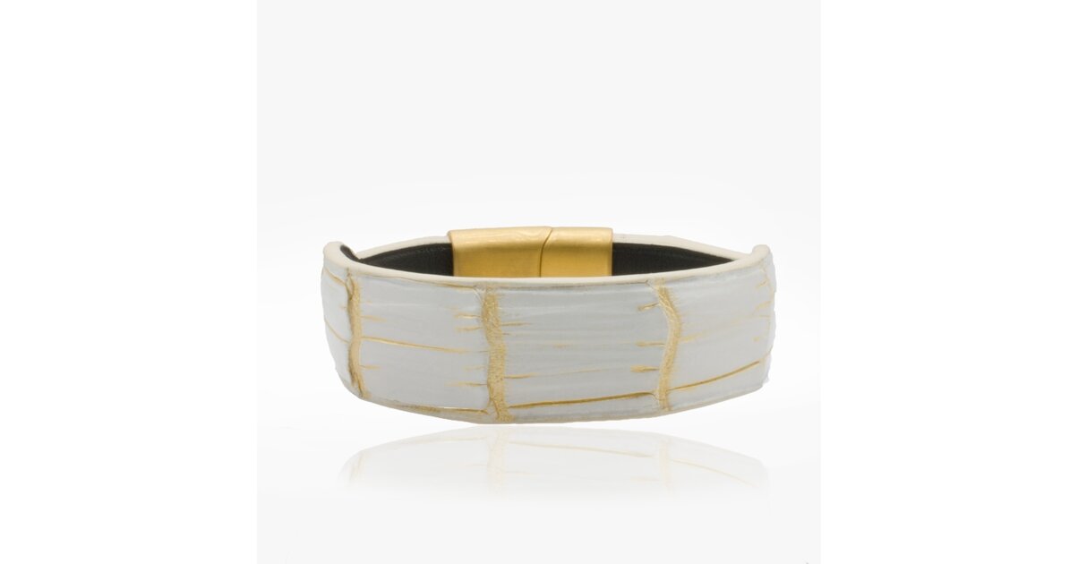 Bracelet Manchette Doré Effet Crocodile Vintage - Occasion, Style Rétro Et élégant